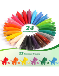 Crayones DreamCandy 36PCS Dinosaurio y Cohete Lavables 2