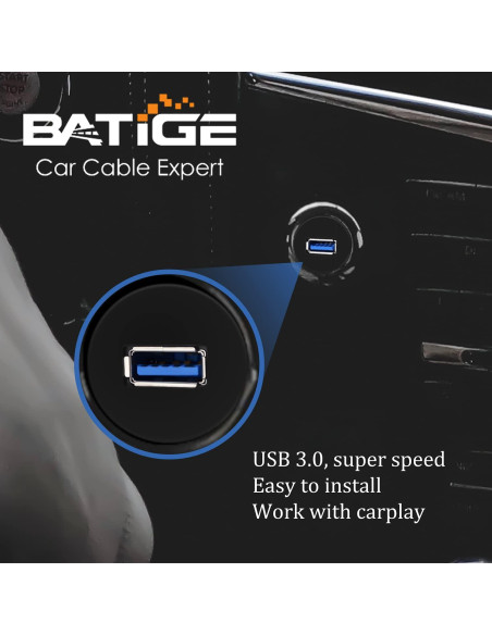 Cable de Extensión USB 3.0 BATIGE 30.48cm Impermeable para Coche