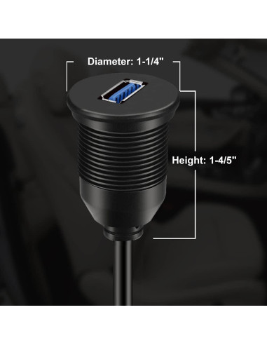 Cable de Extensión USB 3.0 BATIGE 30.48cm Impermeable para Coche