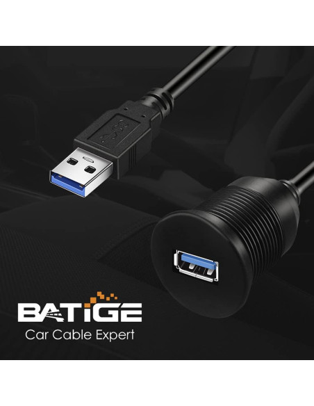 Cable de Extensión USB 3.0 BATIGE 30.48cm Impermeable para Coche