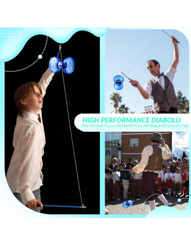 Diabolo MAGICYOYO Pro 10 cm Azul con Palos y Cuerdas