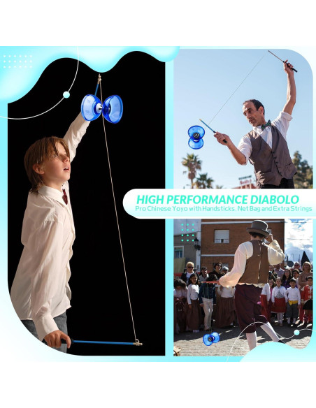 Diabolo MAGICYOYO Pro 10 cm Azul con Palos y Cuerdas