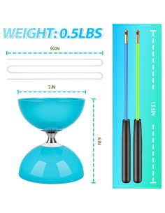 Yoyo Diabolo BODYRHYTHM Azul 12,7 cm con Palos y Cuerdas 2