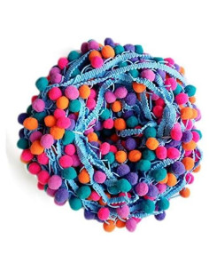 Cinta Pom Pom Yalulu 457.2 cm Azul 2 para DIY