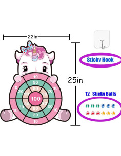 Tablero de Dardos Unicornio HONGID 63.5 cm para Niños 2
