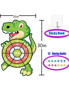 Tablero de Dardos de Dinosaurio HONGID 76.2x50.8 cm con 12 Bolas 2