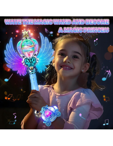 Varita Mágica Skirfy Azul con Luz LED y Sonido para Niñas