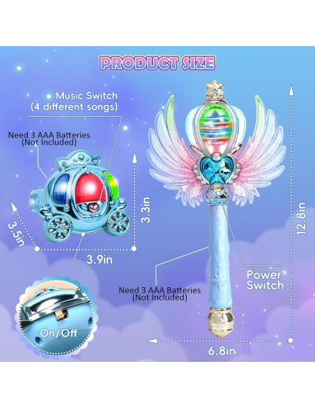 Varita Mágica Skirfy Azul con Luz LED y Sonido para Niñas