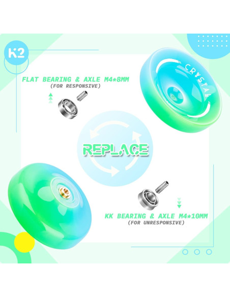 Yoyo K2 Crystal Azul Verde Degradado para Niños y Adultos