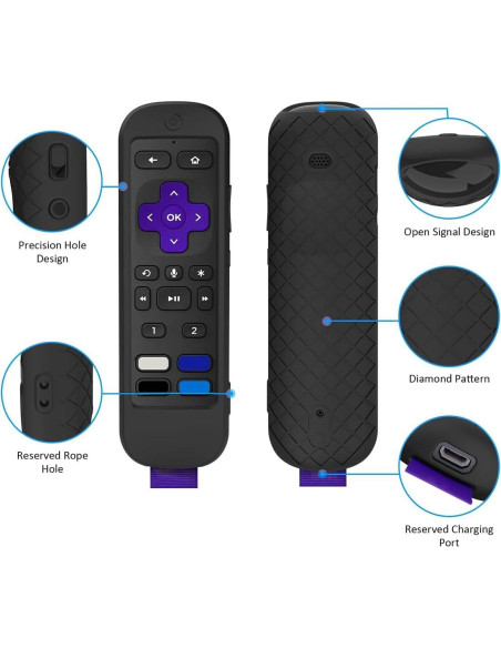 Funda de Control Remoto USTIYA para Roku TV Ultra 2022 - Silicona Negra