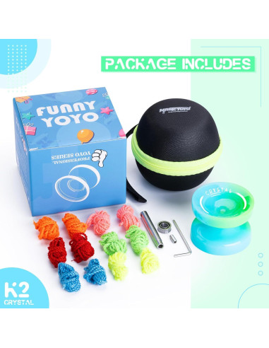 Yoyo K2 Crystal Azul Verde Degradado para Niños y Adultos