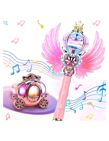 Varita Mágica Rosa Skirfy con Luz y Sonido para Niñas