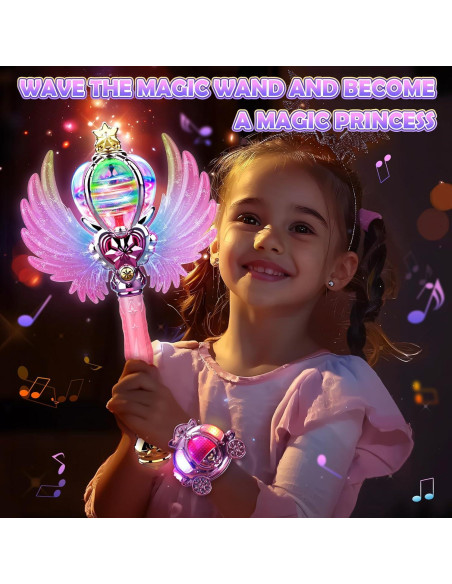 Varita Mágica Rosa Skirfy con Luz y Sonido para Niñas