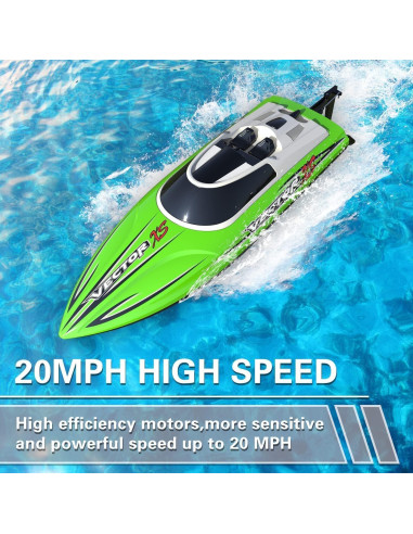 Barco RC VOLANTEXRC 32 km/h Verde 2 Baterías Control Remoto
