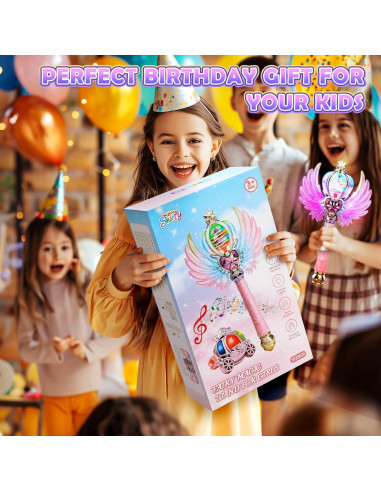 Varita Mágica Rosa Skirfy con Luz y Sonido para Niñas