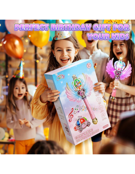 Varita Mágica Rosa Skirfy con Luz y Sonido para Niñas