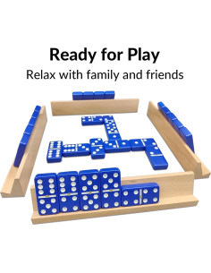 Juego de Dominó UVCANY Doble Seis con 4 Soportes de Madera 2