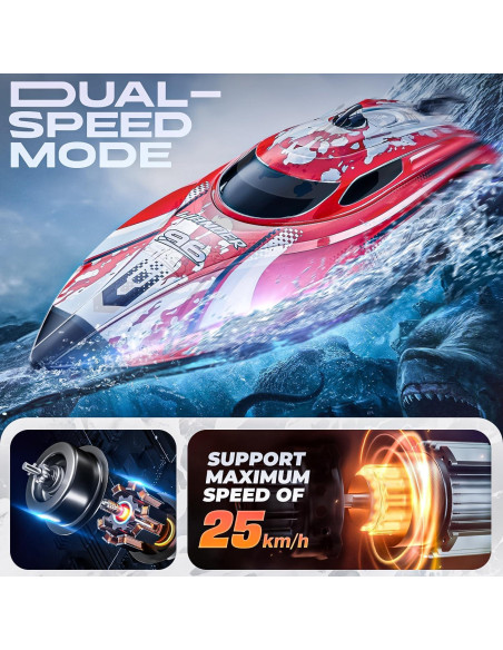 Barco RC BEZGAR TX126 30.5cm Velocidad 25 KPH Rojo