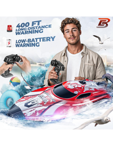 Barco RC BEZGAR TX126 30.5cm Velocidad 25 KPH Rojo