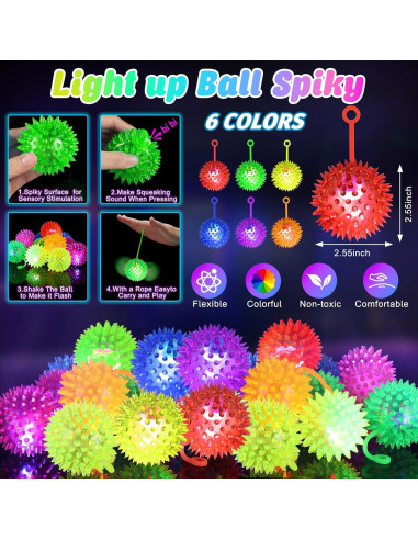 24 Pelotas Iluminadas Rebotadoras SHQDD 6.5cm Multicolor