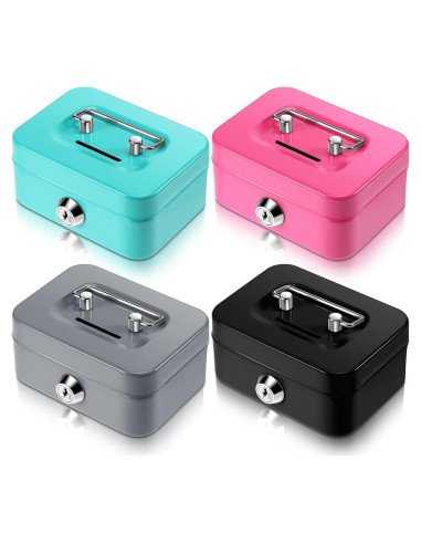 Caja de Dinero con Cerradura Tandefio 4 Piezas 11.4x8.4 cm