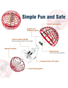 Bola Voladora Hoofun Globo Cósmico LED Rojo 8.5cm 2