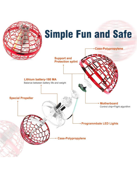 Bola Voladora Hoofun Globo Cósmico LED Rojo 8.5cm