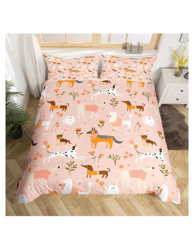 Juego de Funda de Edredón Completo Castle Fairy Perro Kawaii