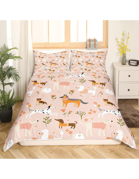 Juego de Funda de Edredón Completo Castle Fairy Perro Kawaii