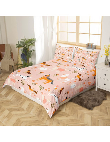 Juego de Funda de Edredón Completo Castle Fairy Perro Kawaii