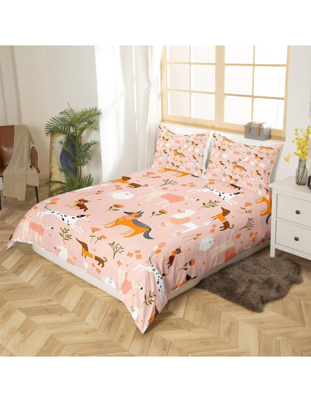 Juego de Funda de Edredón Completo Castle Fairy Perro Kawaii