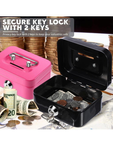 Caja de Dinero con Cerradura Tandefio 4 Piezas 11.4x8.4 cm