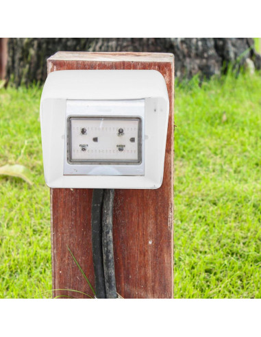 Cubierta de Enchufe Impermeable Angoily para Exterior Blanco