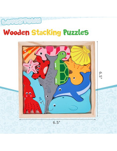 Rompecabezas de Madera LovesTown Animales Marinos 12 Piezas 2