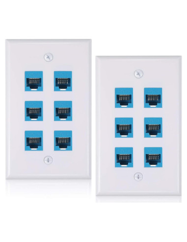 Placa de Pared Ethernet 6 Puertos Weewooday RJ45 Cat6