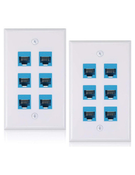 Placa de Pared Ethernet 6 Puertos Weewooday RJ45 Cat6