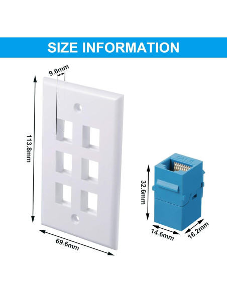 Placa de Pared Ethernet 6 Puertos Weewooday RJ45 Cat6