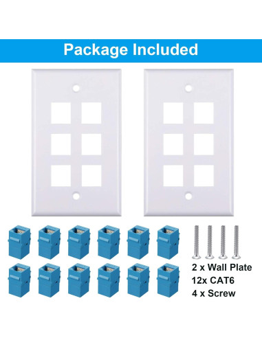 Placa de Pared Ethernet 6 Puertos Weewooday RJ45 Cat6
