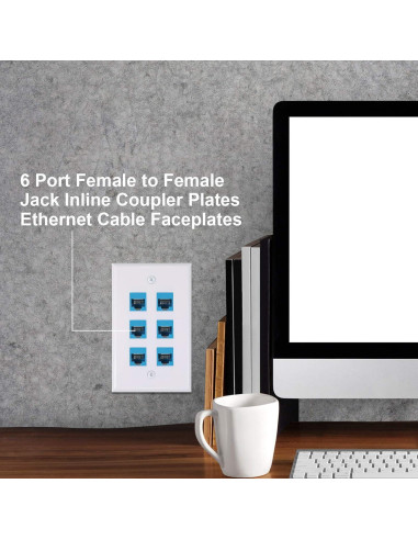 Placa de Pared Ethernet 6 Puertos Weewooday RJ45 Cat6