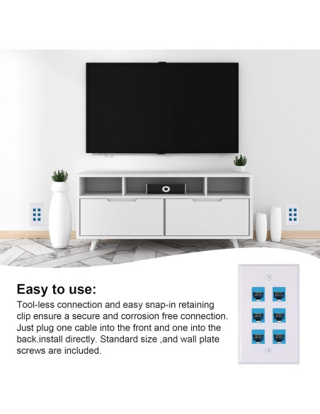 Placa de Pared Ethernet 6 Puertos Weewooday RJ45 Cat6