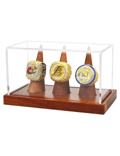 Exhibidor de Anillos MAZHOR para 3 Anillos con Base de Madera