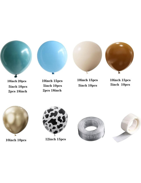 Arco de Globos Vaquero BALLOONS 135 Piezas Azul Polvoriento