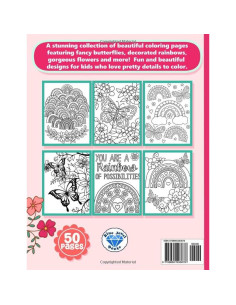 Coloring Book for Kids: Butterflies, Rainbows and Flowers for Girls Ages 6-12 2