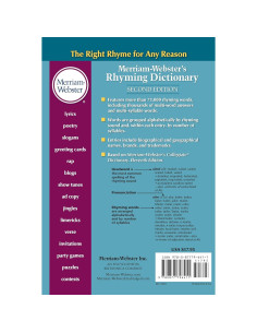 Merriam-Webster's Rhyming Dictionary, Second Edition, Trade Paperback 2