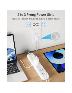 Adaptador de Enchufe 2 a 3 Clavijas DEPOW con 5 AC y 4 USB 2