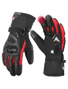 Guantes de Moto KEMIMOTO Invierno Impermeables Táctiles Rojo