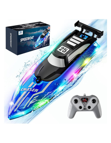 Barco RC JOI MEW Azul a Prueba de Agua con Luces LED