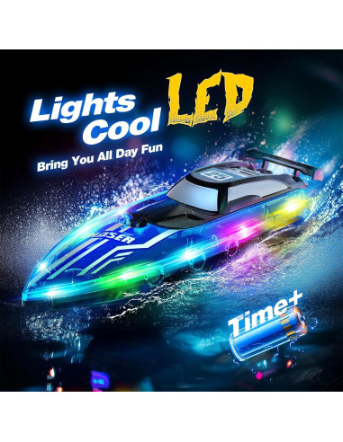 Barco RC JOI MEW Azul a Prueba de Agua con Luces LED