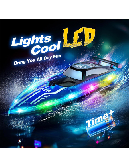 Barco RC JOI MEW Azul a Prueba de Agua con Luces LED
