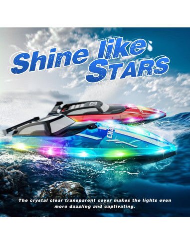 Barco RC JOI MEW Azul a Prueba de Agua con Luces LED
